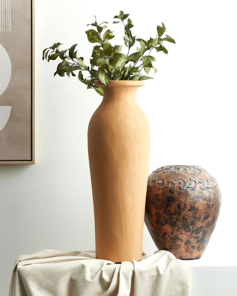 Vaso decorativo in terracotta arancione 60 cm fatto a mano Design tradizionale Decorazione per la casa Soggiorno