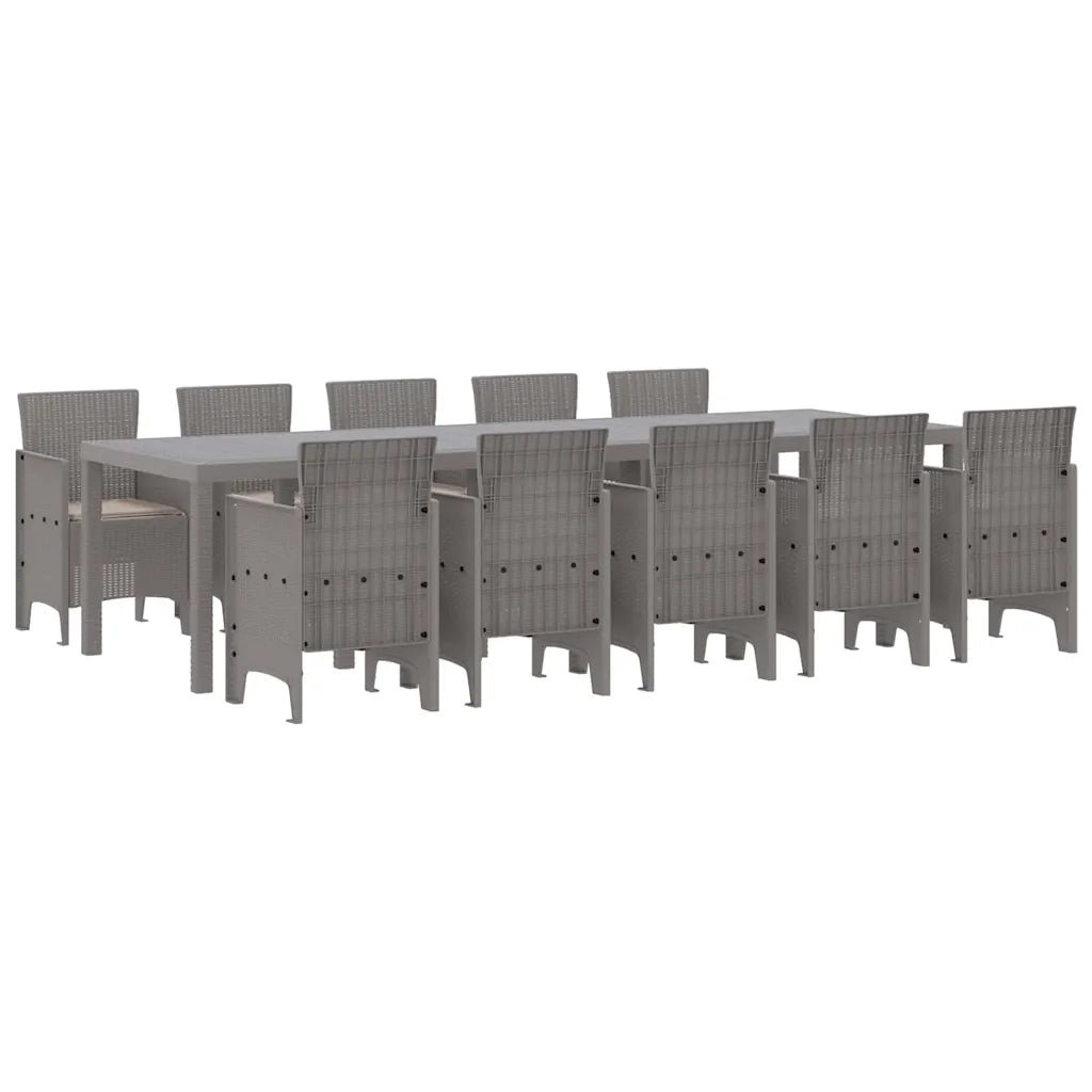 Set da Pranzo per Giardino 11 pcs Grigio chiaro Poly Rattan