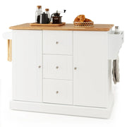 Carrello da cucina mobile con 5 ruote 127 x 46 x 91,5 cm spazio di stoccaggio ottimizzato design moderno in legno di caucciù bianco 20_0018822