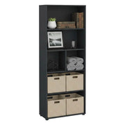 Libreria Penh, Scaffale da ufficio, Mobile portalibri, Biblioteca, 80x34 h205 cm, Grigio