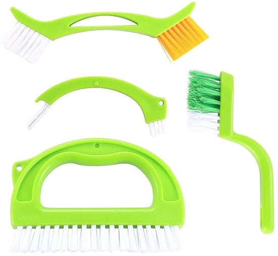 Kit di spazzolatura per tegli - Set di 4 - Verde - Setole in nylon - Adatto per doccia e cucina - Manuale