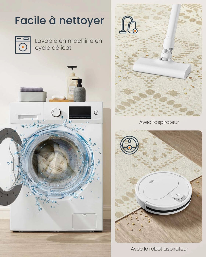 Tappeto decorativo tappeto per camera da letto 160 x 230 cm tappeto per soggiorno tappeto antiscivolo per soggiorno lavabile in lavatrice stile bohémien beige sabbia 12_0006095