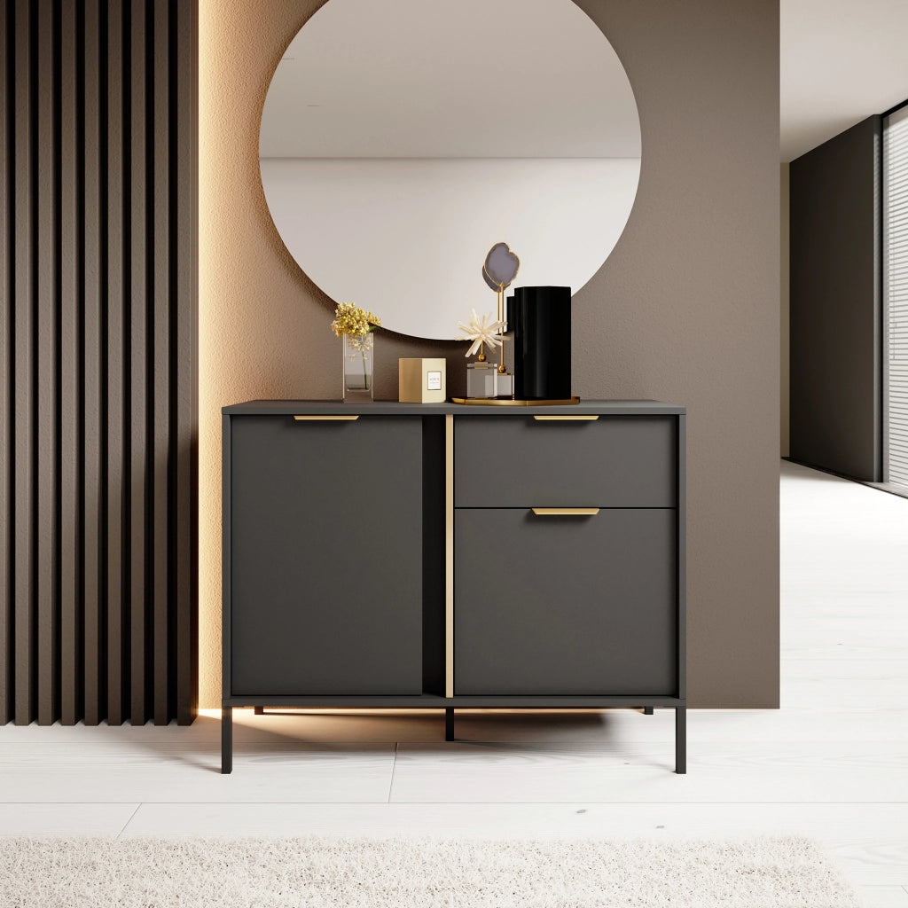 Madia Hame, Credenza un Cassetto, 103x40x81h cm Nero