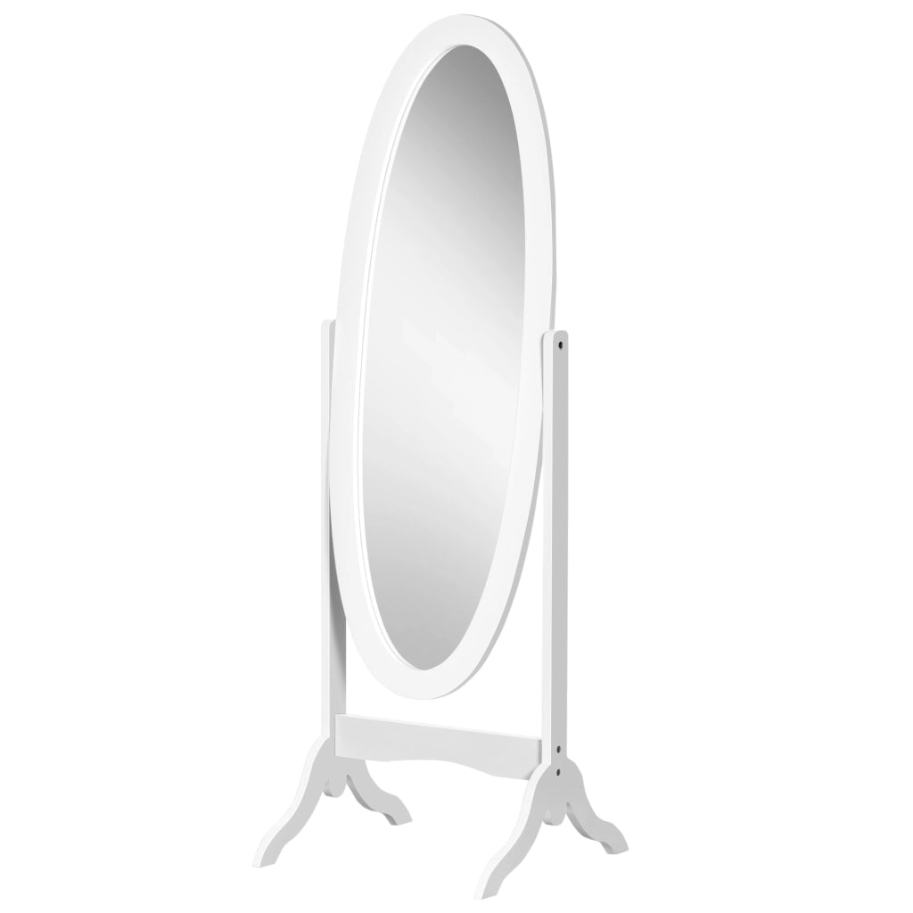 Specchio Ovale a Piede Regolabile ¨C Zephmum ¨C Bianco 48x46x147 cm
