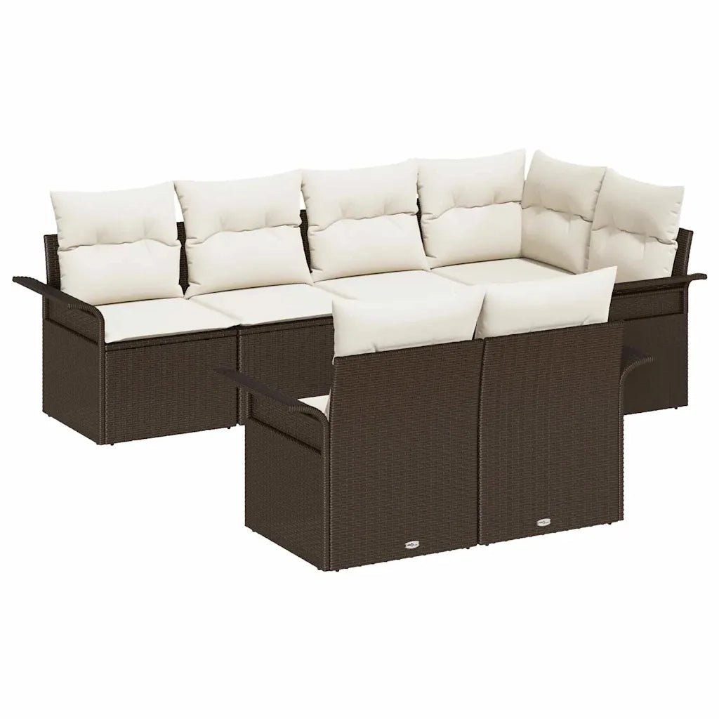 Set Divano da Giardino con cuscino 7 pcs Marrone Poly Rattan 3354067