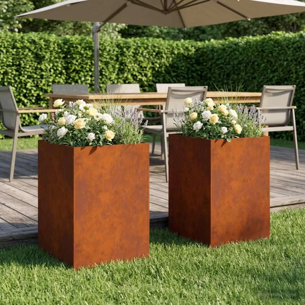 Vaso da giardino 2 pz Ruggine 40 x 40 x 75 cm Acciaio Corten 8005385