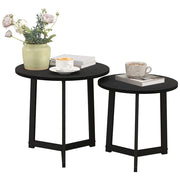 Tavolino da caff¨¨ moderno 2 pezzi ¨C zephmum ¨C rotondo, nero, metallo, MDF