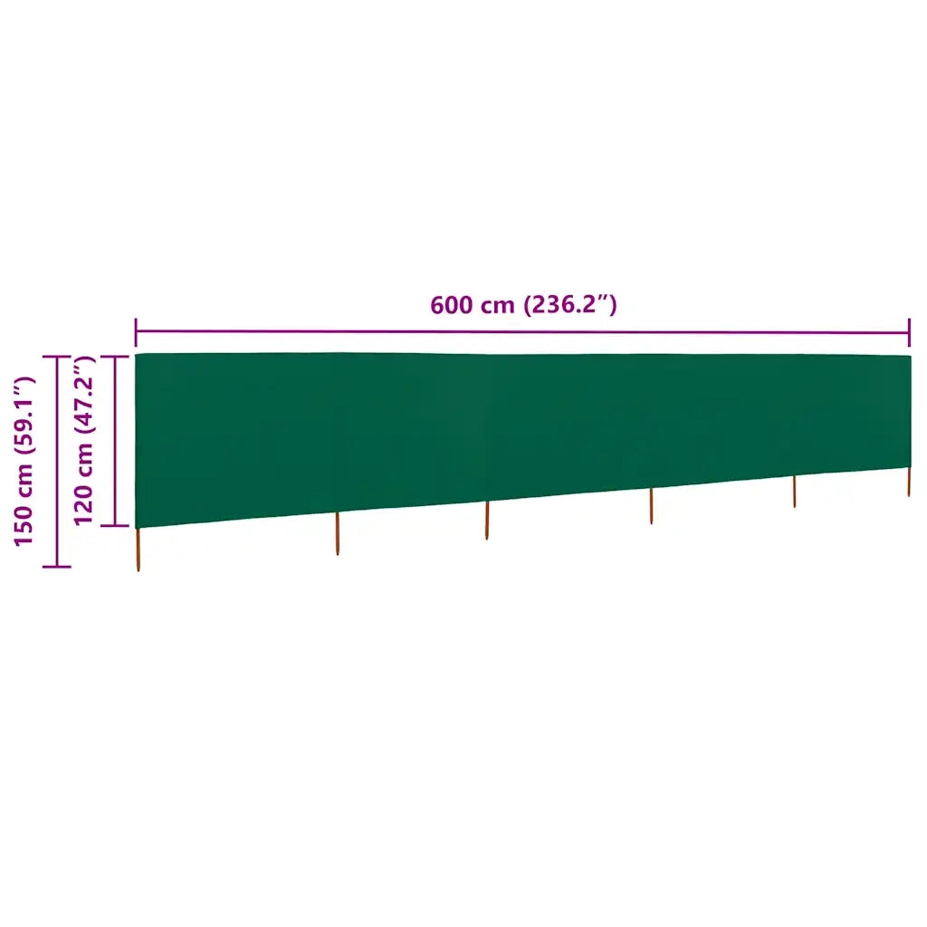 Paravento a 5 Pannelli in Tessuto 600x120 cm Verde CFW5981404
