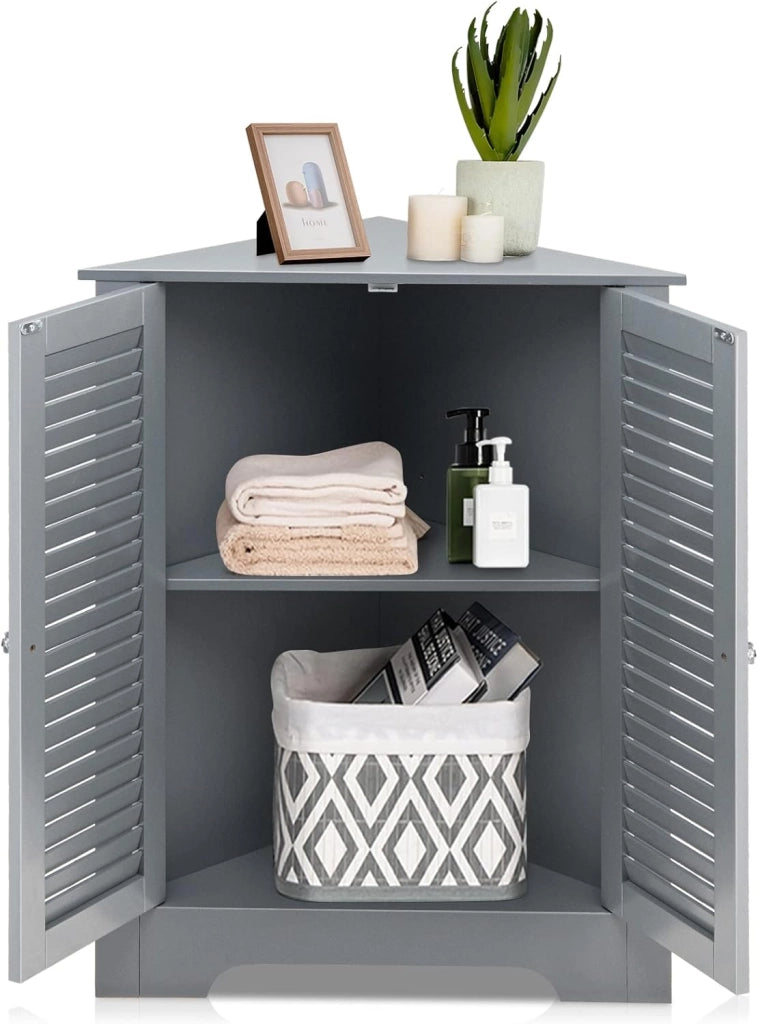 Armadio Angolare, Mobile Angolare con 3 Ripiani e 2 Ante, Adatto per Bagno, Ingresso, Soggiorno, Camera da Letto, Ufficio, 3 Colori, 63x31,5x81cm (nero)