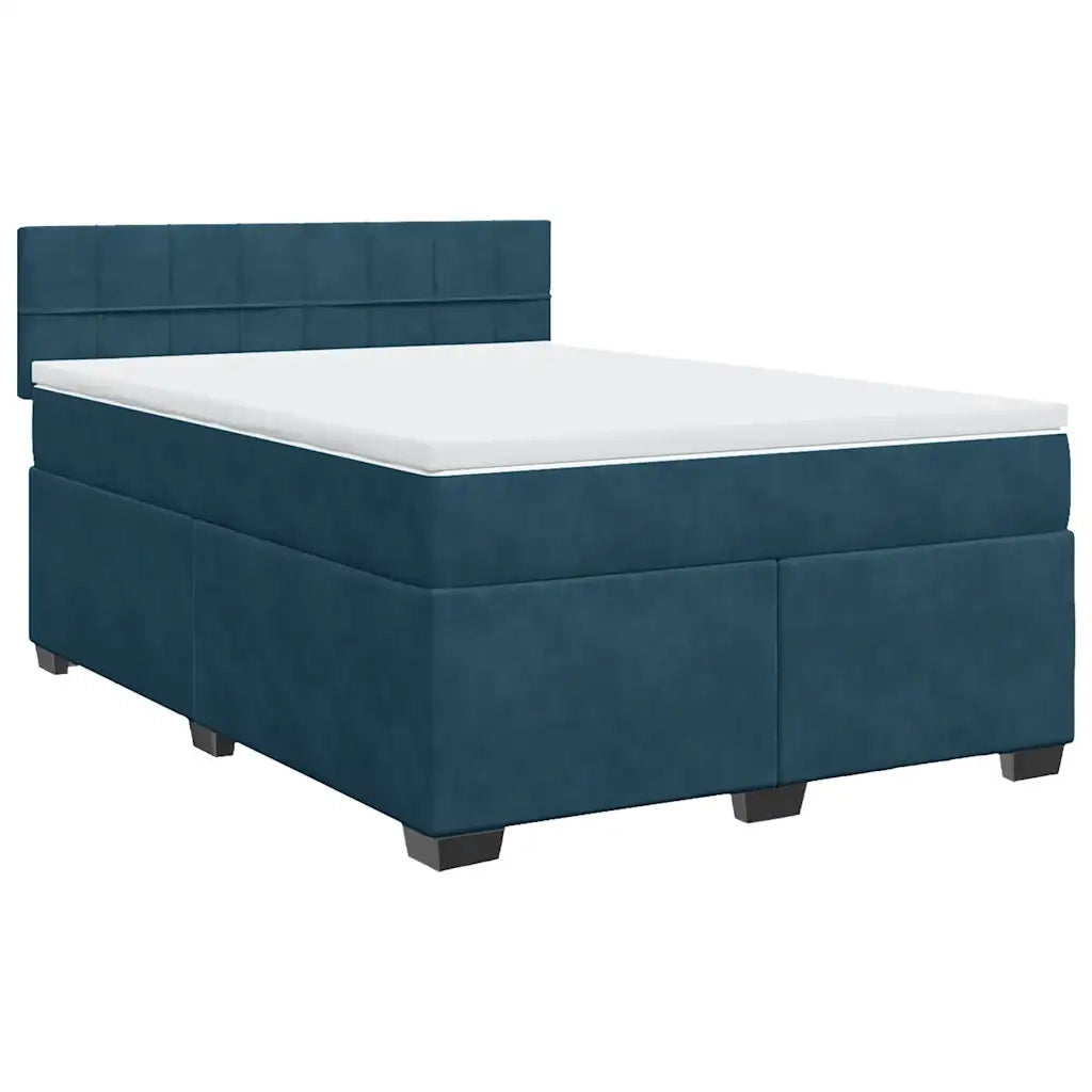 Giroletto a Molle con Materasso Blu Scuro 140x190 cm in Velluto