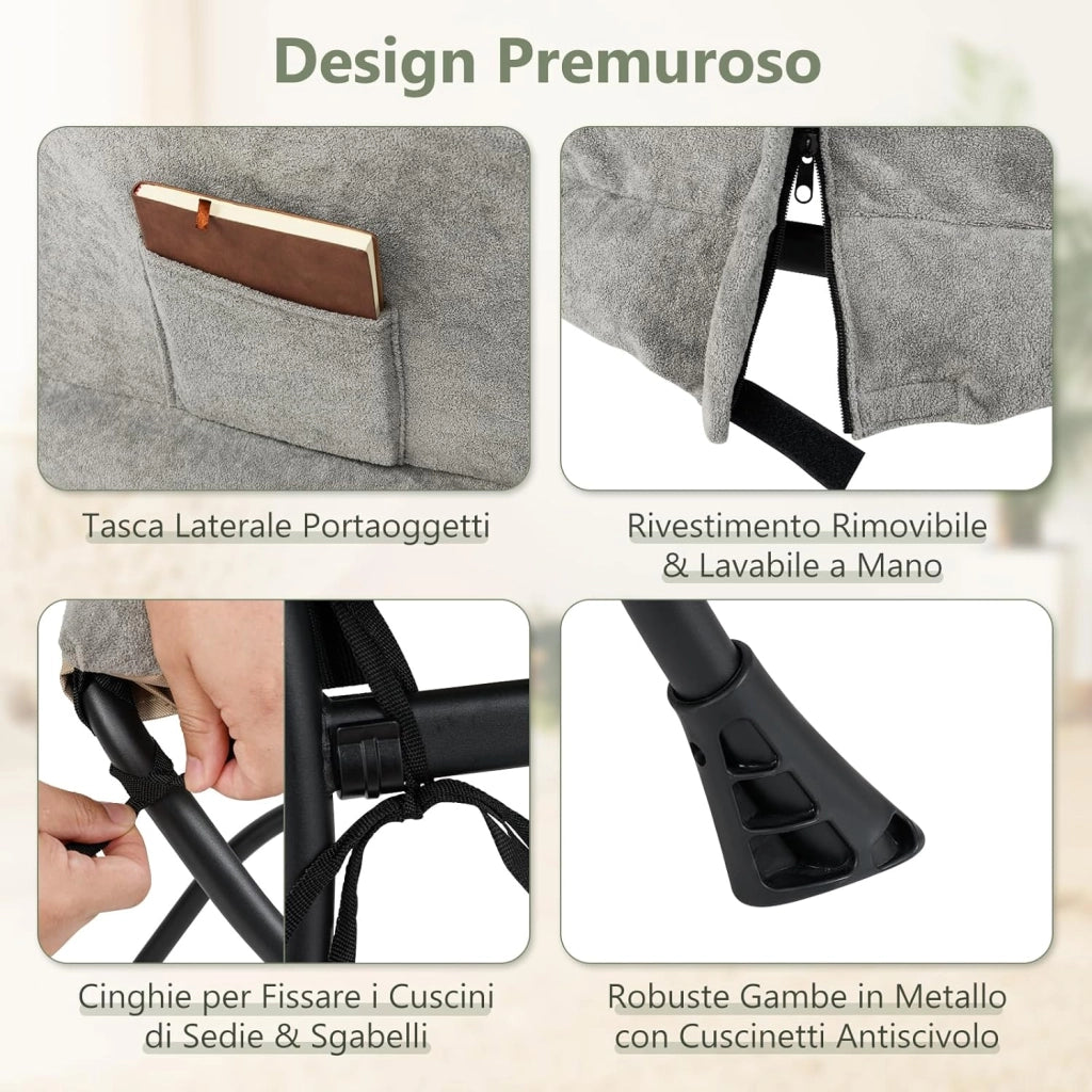 Poltrona Relax, Poltrona da Lettura con Cuscino per Testa, Sedia da Salotto con Poggiapiedi Pieghevole, Tasca Laterale, per Soggiorno, Camera da Letto, Portata 136 kg