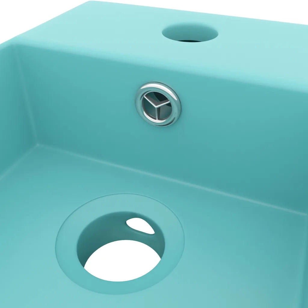Lavandino con Troppopieno in Ceramica Verde Chiaro cod mxl 53021