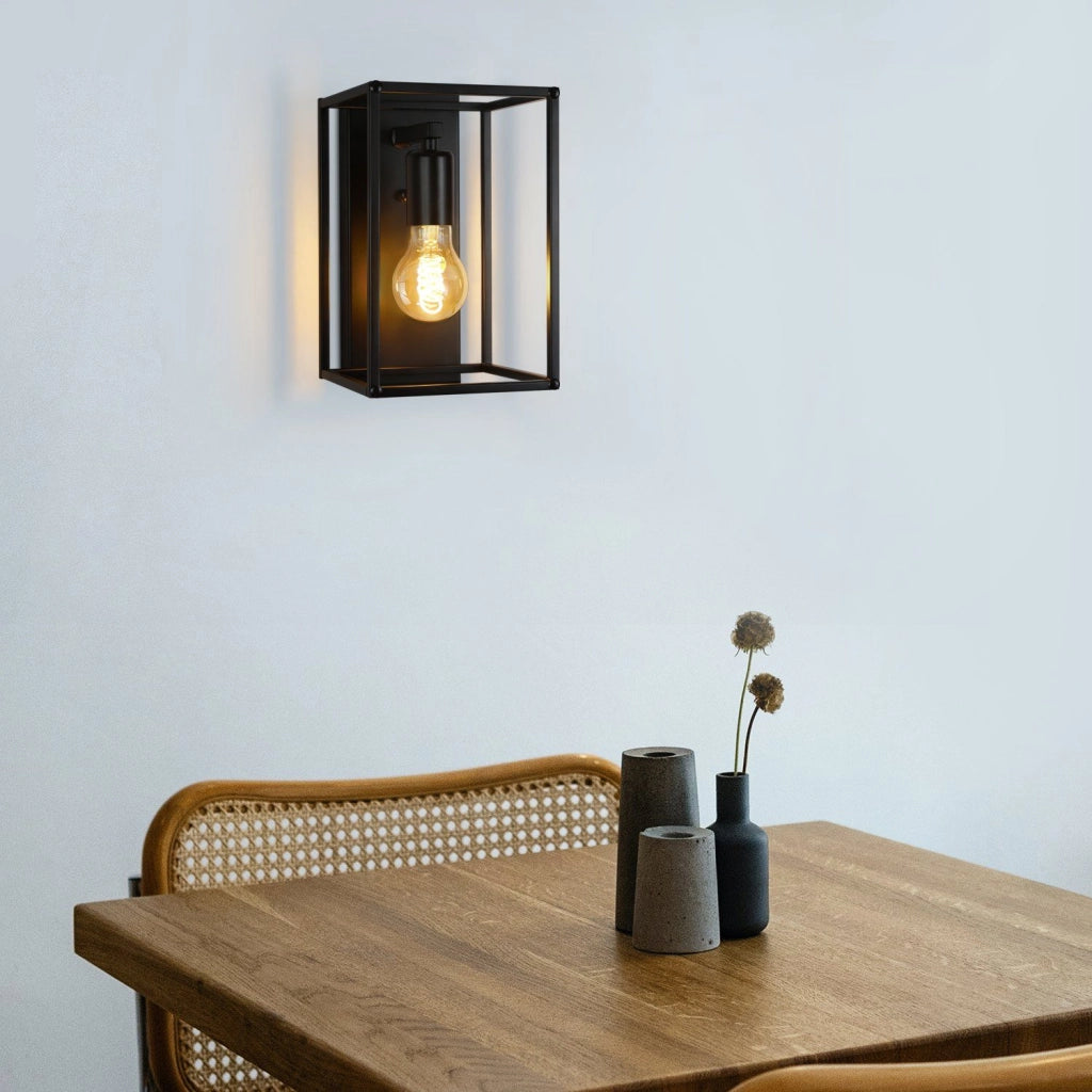 ZMH Applique da parete nera a parete per interni stile vintage per camera scala con attacco E27 senza lampadina
