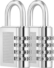Combinazione a 4 cifre, slot per sportelet, piccolo chiusino da parete, combinazione resistentente all'usura per porta di giardino, porta sotterranea, cancelli (2 pezzi, argento)