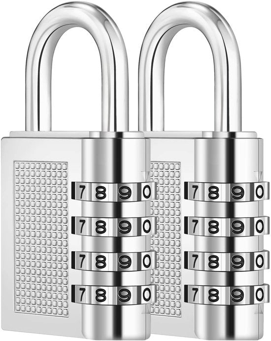Combinazione a 4 cifre, slot per sportelet, piccolo chiusino da parete, combinazione resistentente all'usura per porta di giardino, porta sotterranea, cancelli (2 pezzi, argento)