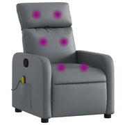 Poltrona Massaggiante | Sedia Relax Reclinabile Grigia in Similpelle