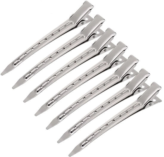 24 pezzi - Clip per capelli umidi - Clip per capelli con forma di becco d'oca - Clip per capelli metallico - Clip per capelli per donne con lunghezza e foro (argento)