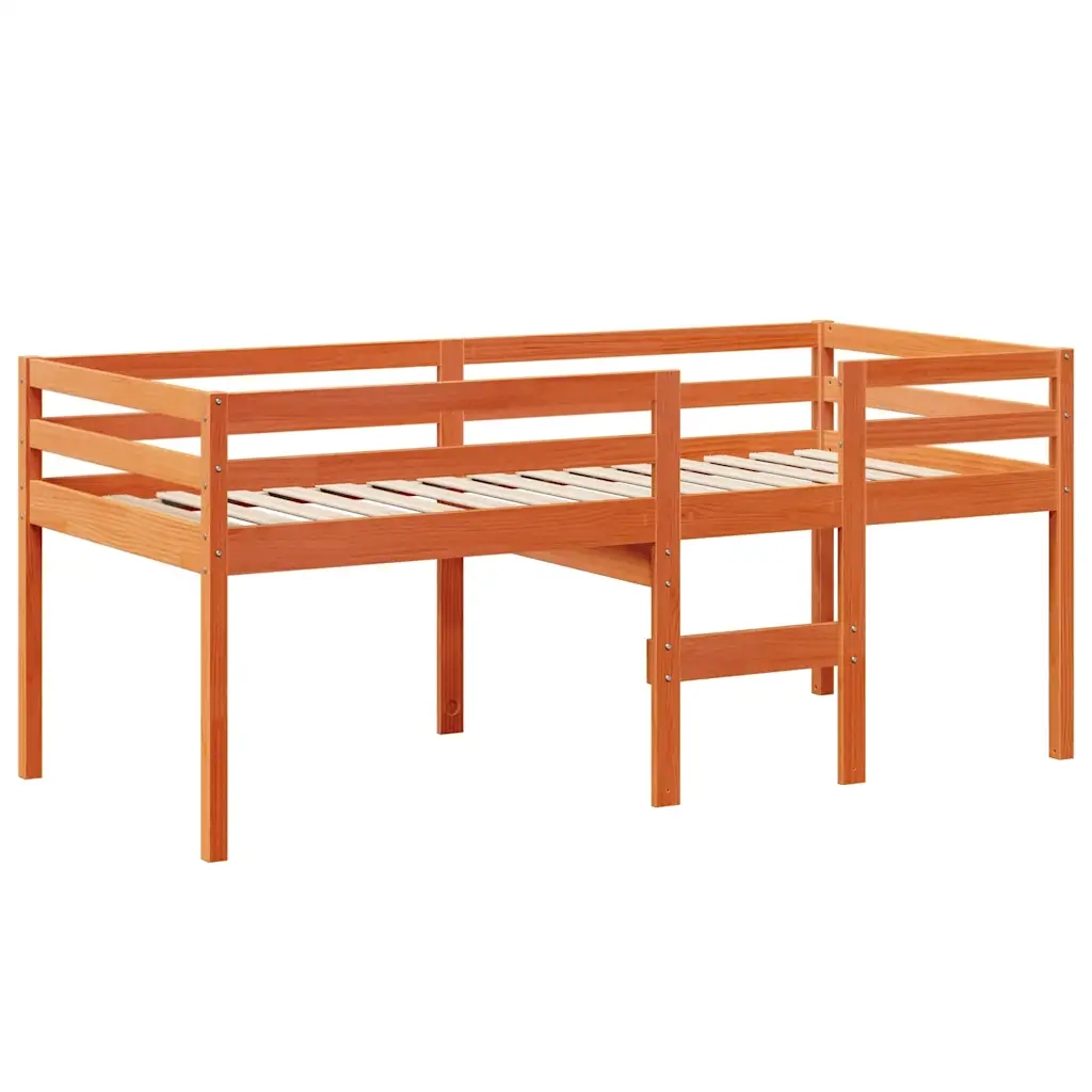 Letto singolo | Letto per adulti | Letto a Soppalco con Tetto Cera 75x190cm Legno Massello di Pino