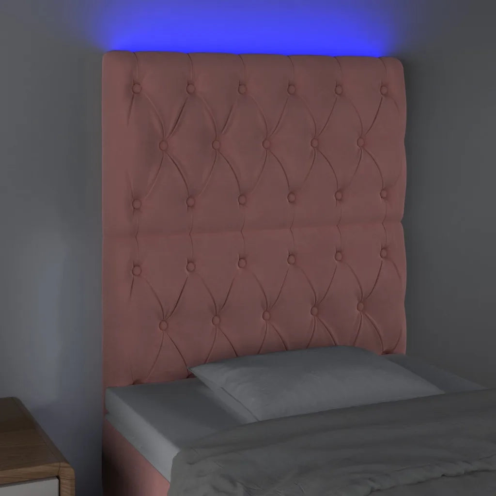 Testiera | Testata a LED Rosa 80x7x118/128 cm in Velluto
