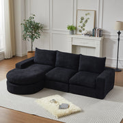 Divano Modulare Angolare con Chaise Longue in Chenille ¨C MINIMAL ¨C Grigio
