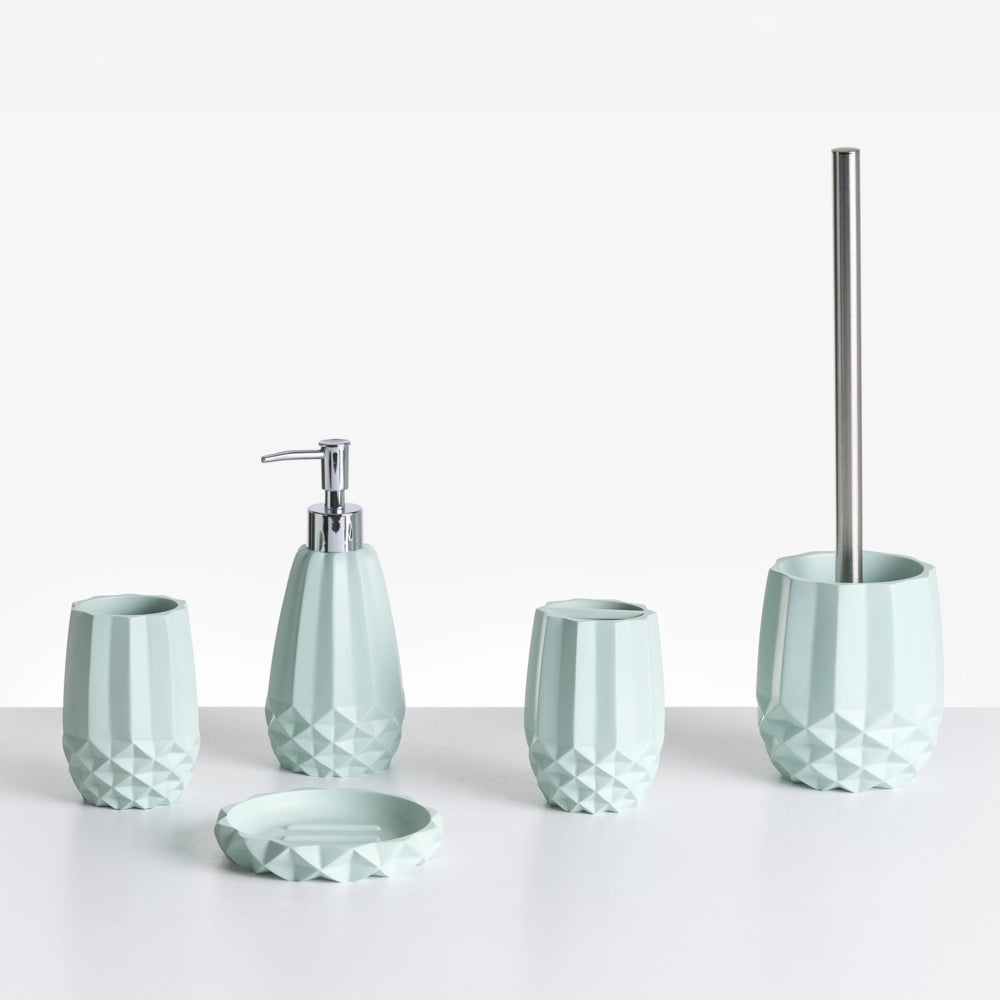 Set di 5 accessori per il bagno Dispenser per portasapone Portaspazzolino Porta spazzolino Verde menta