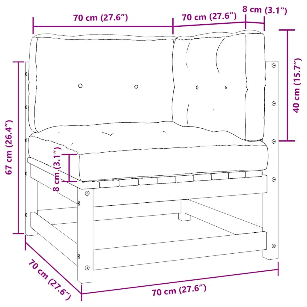 Set Divani da Giardino 2 pz con Cuscini Grigio Massello di Pino 805752