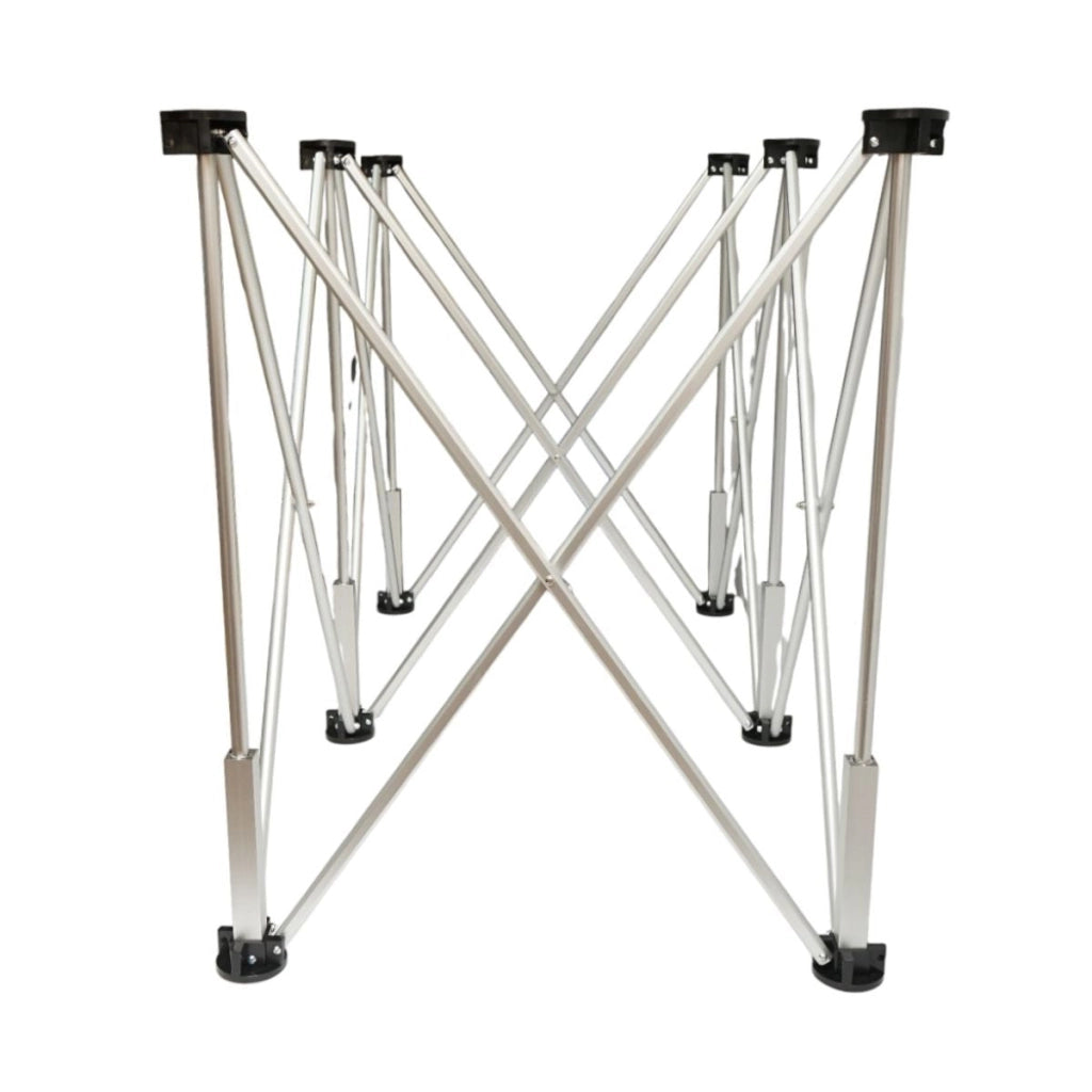 Tavolo da lavoro pieghevole a fisarmonica con 6 gambe, struttura in alluminio 116x61x72cm