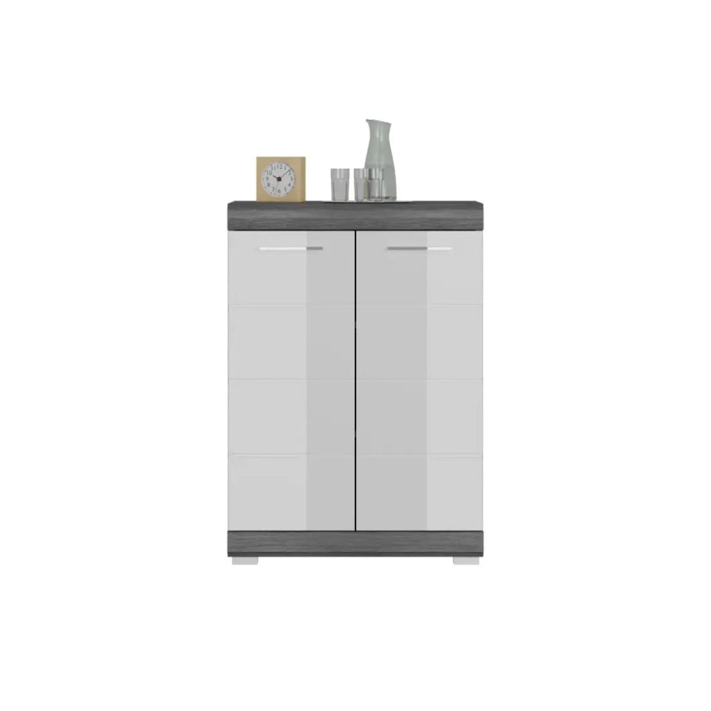 Buffet SCOTT – 2 porte – Grigio scuro e bianco – 60x85x37 cm