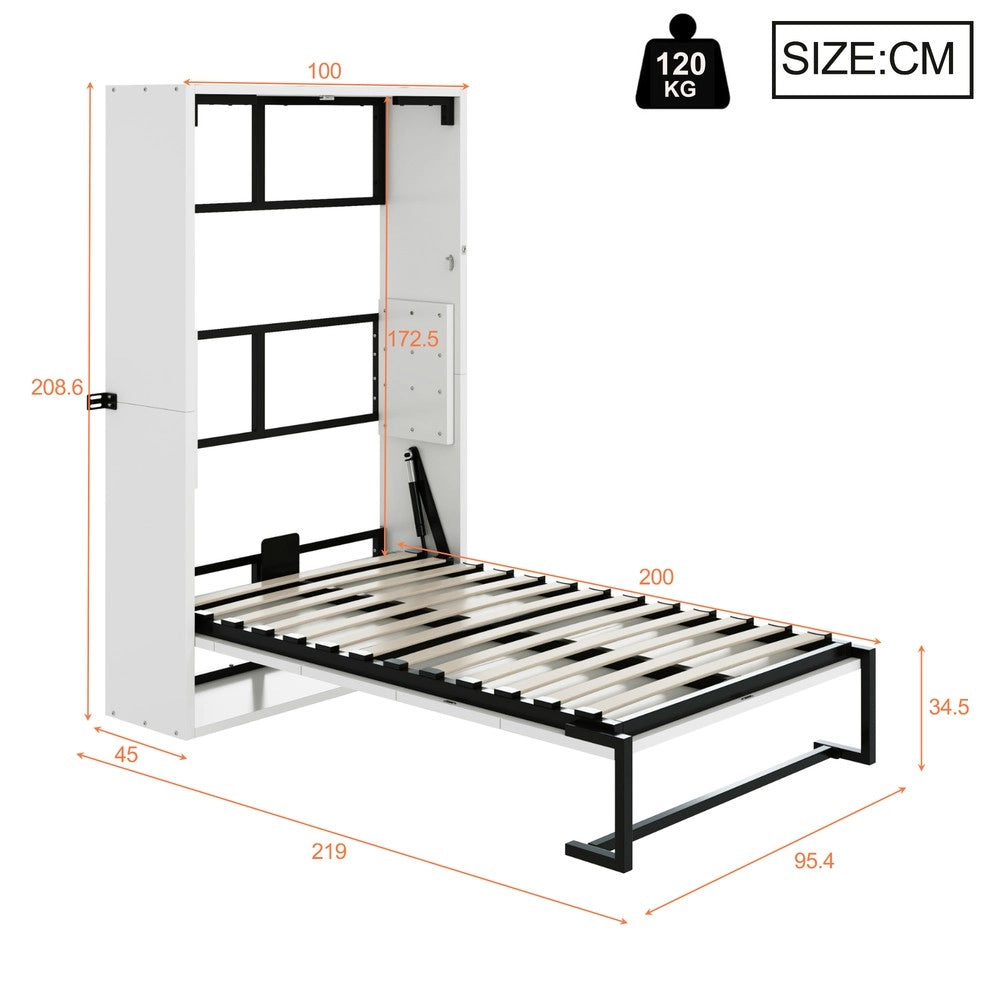 Letto a Ribalta Murphy con Struttura in Metallo e Legno 90x200 ¨C Xylo ¨C Bianco