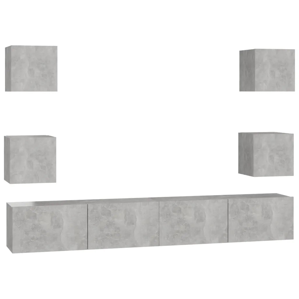 Set di Mobili Porta TV 6 pz Grigio Cemento in Legno Multistrato cod mxl 64434