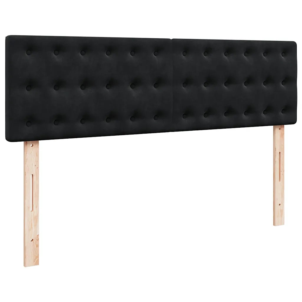 Struttura Letto Pouf con Materasso Nero 140x190 cm in Velluto 3312766