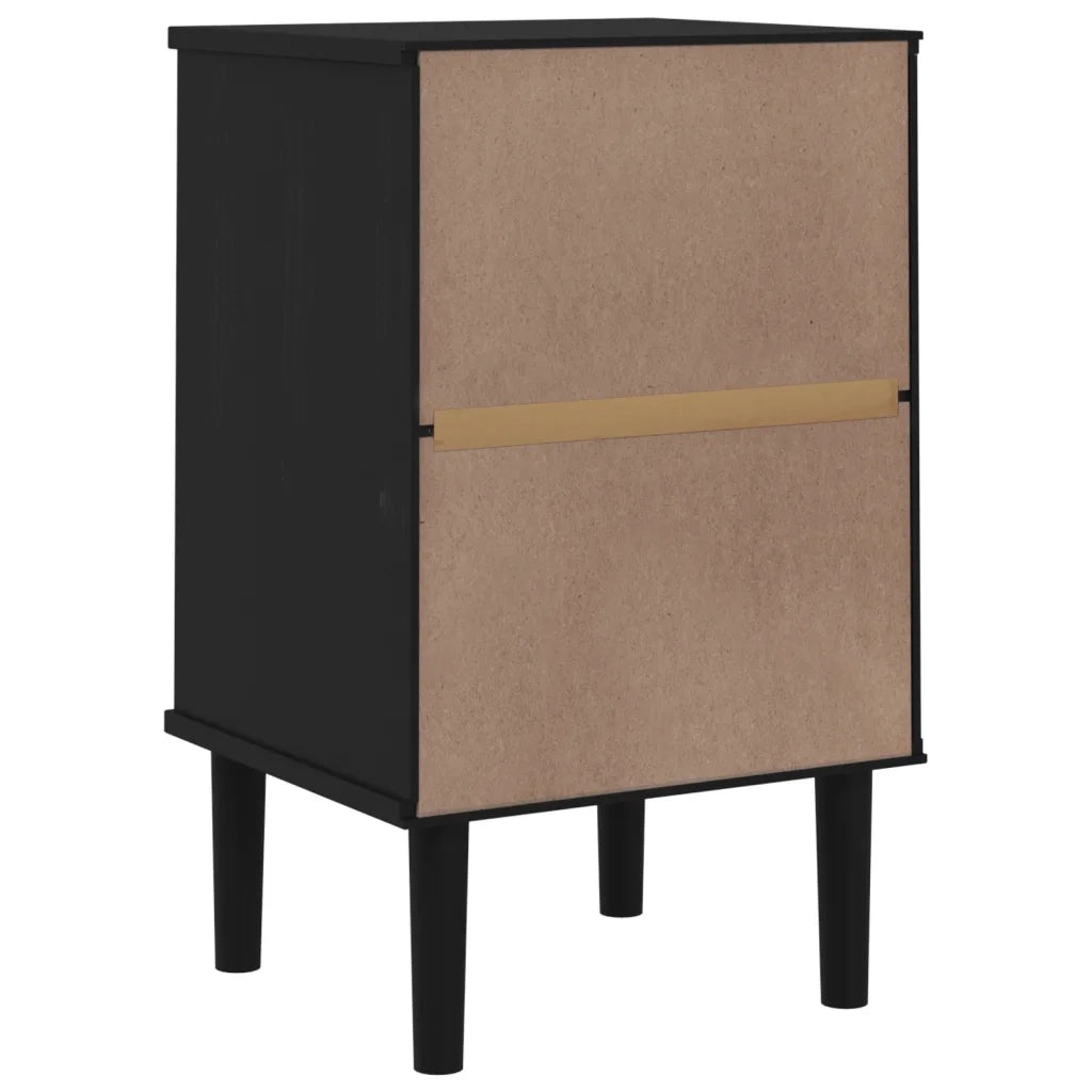 Comodino SENJA Aspetto Rattan Nero 40x35x65 cm in Legno Pino 358015