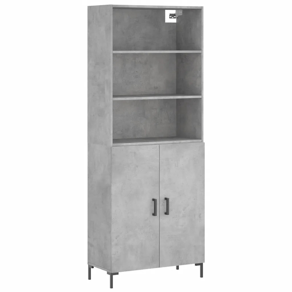 Credenza-Buffet-Armadio da cucina Grigio Cemento 69,5x34x180 cm in Legno Multistrato 609758
