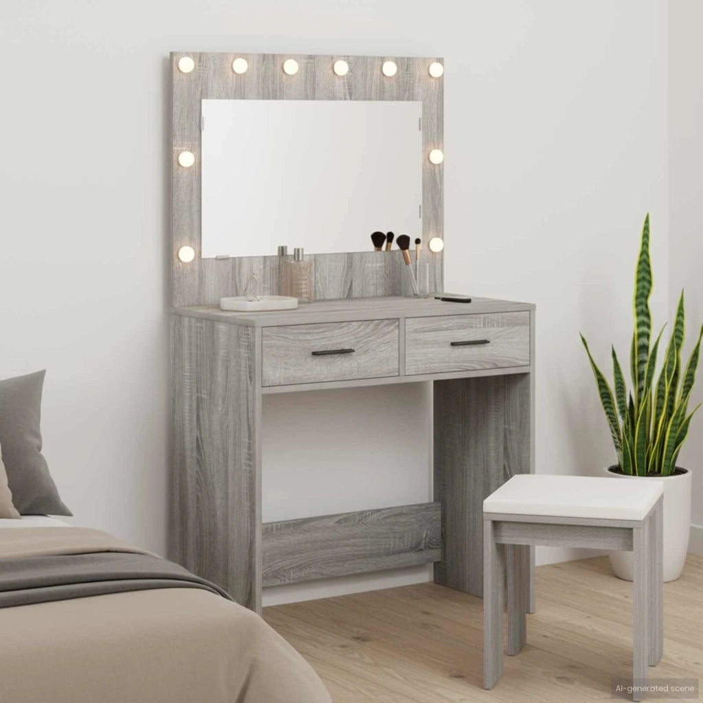 Tavolo da Trucco con cassetto Grigio Sonoma 78,5 x 41 x 135 cm 865033