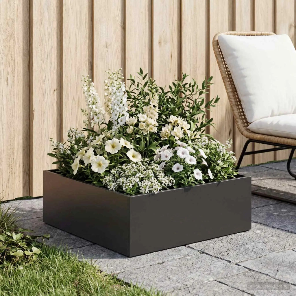 Vaso da giardino Nero 40 x 40 x 20 cm Acciaio laminato a freddo 8004980
