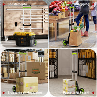 Carrello Portapacchi Pieghevole con Maniglia Telescopica Capacità 70 kg in Alluminio Argento