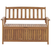 Panca da Esterno con Contenitore in Legno Massello di Acacia 2 Posti 120 cm Colore Chiaro