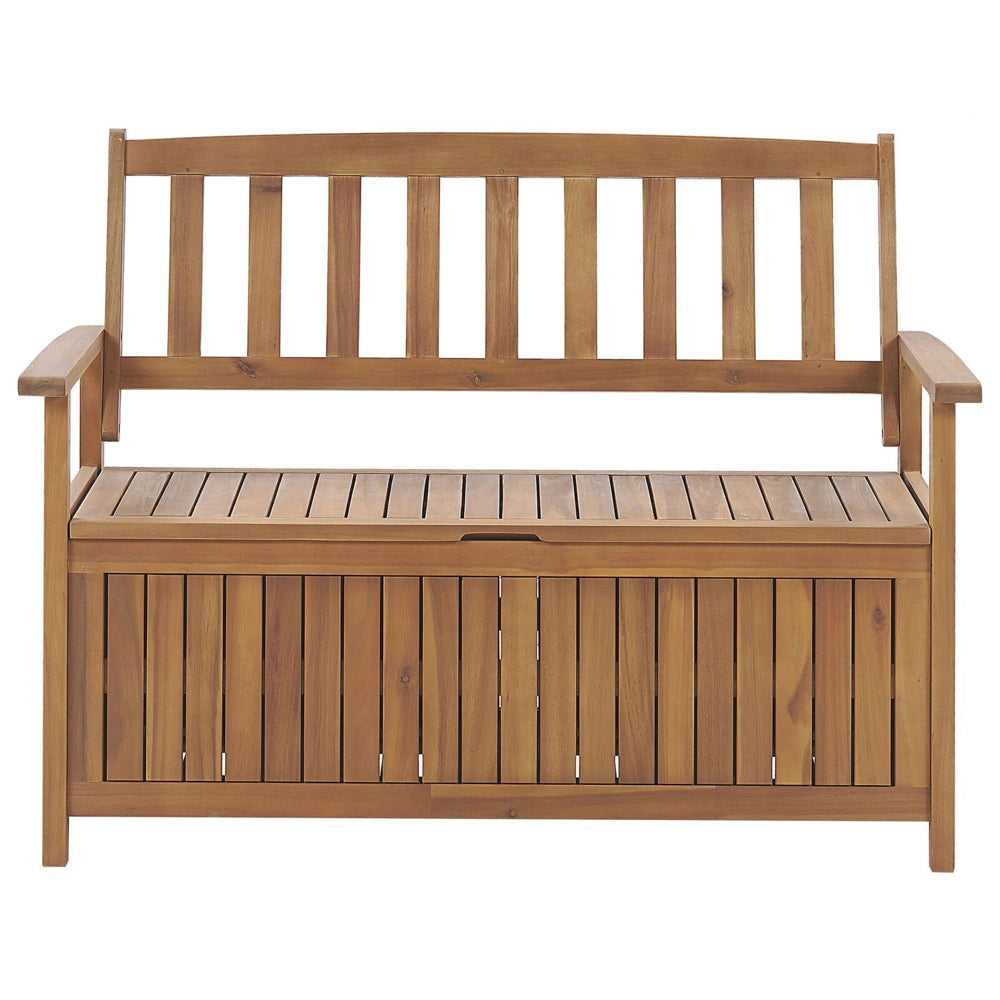 Panca da Esterno con Contenitore in Legno Massello di Acacia 2 Posti 120 cm Colore Chiaro