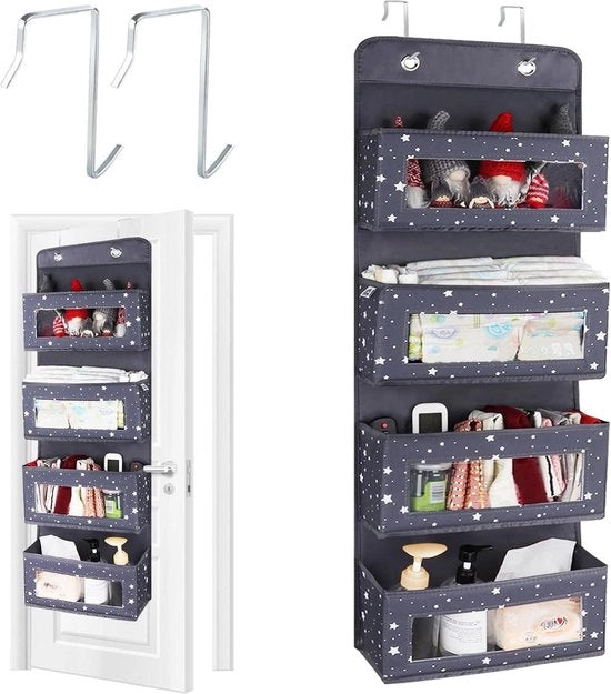 Organizzatore di archiviazione per parete con finestra trasparente - 4 tasche per giocattoli, riviste, portafogli, chiavi