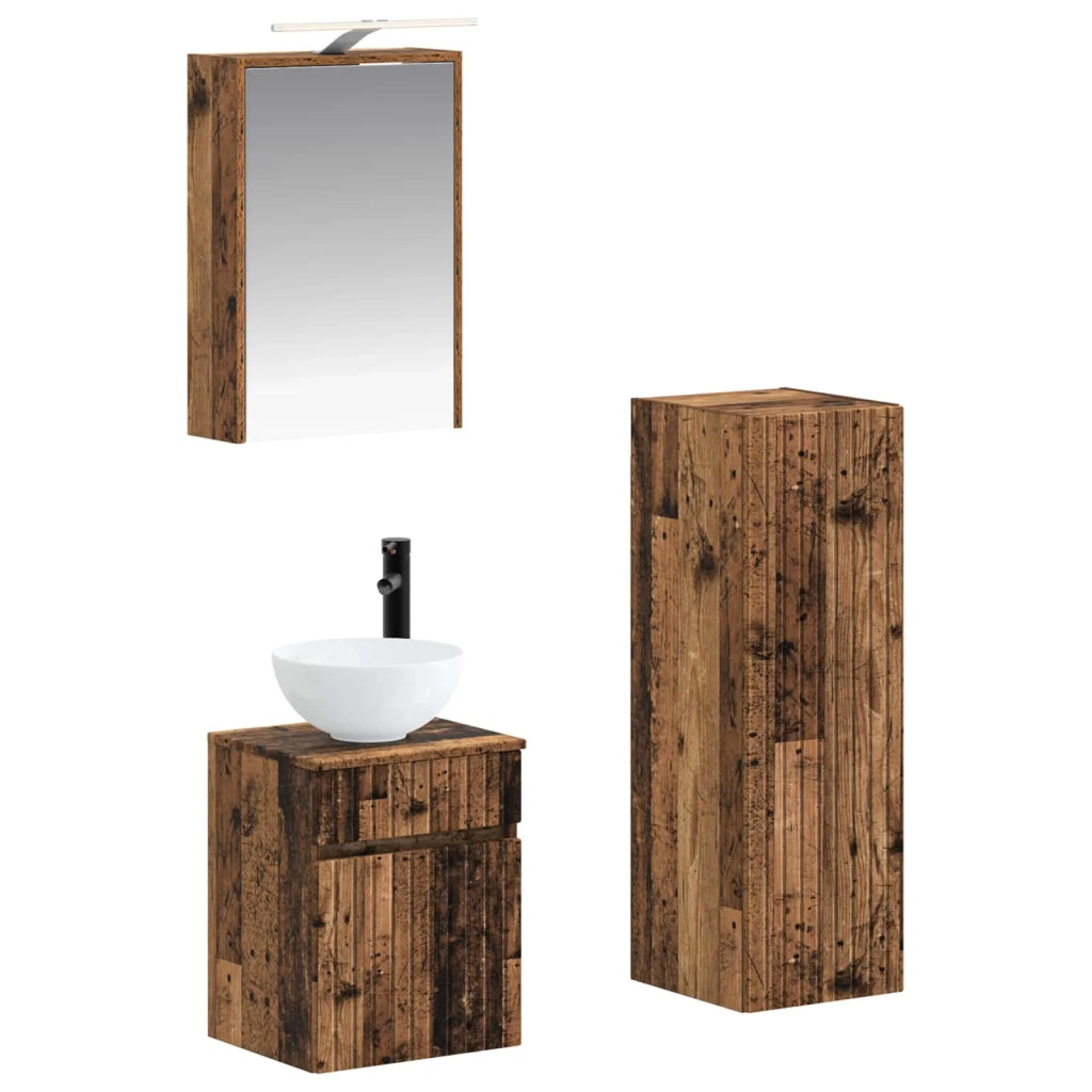Set di mobili per il bagno 4 pcs Legno antico 3407469