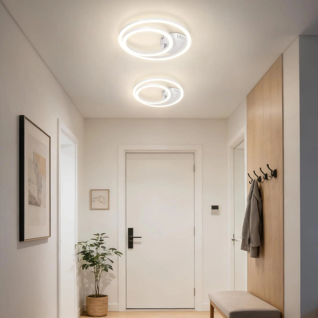 ZMH Plafoniera moderna 2 anelli LED bianca 23W 4000K per soggiorno cucina camera da letto ufficio