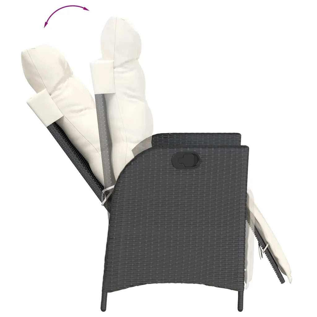 Set da Pranzo da Giardino 7 pz Nero con Cuscini in Polyrattan 3213335