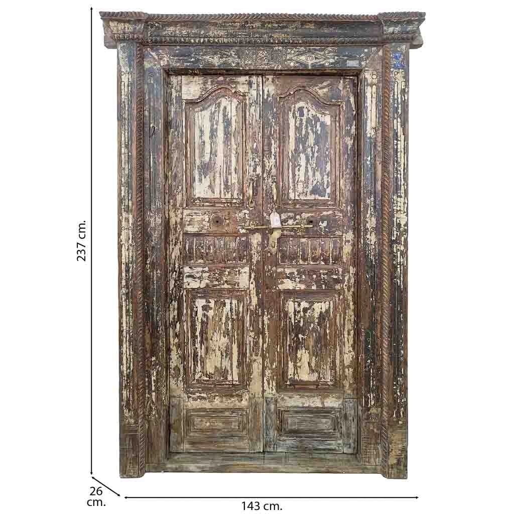 Porta artigianale in legno marrone 143x26x237h cm