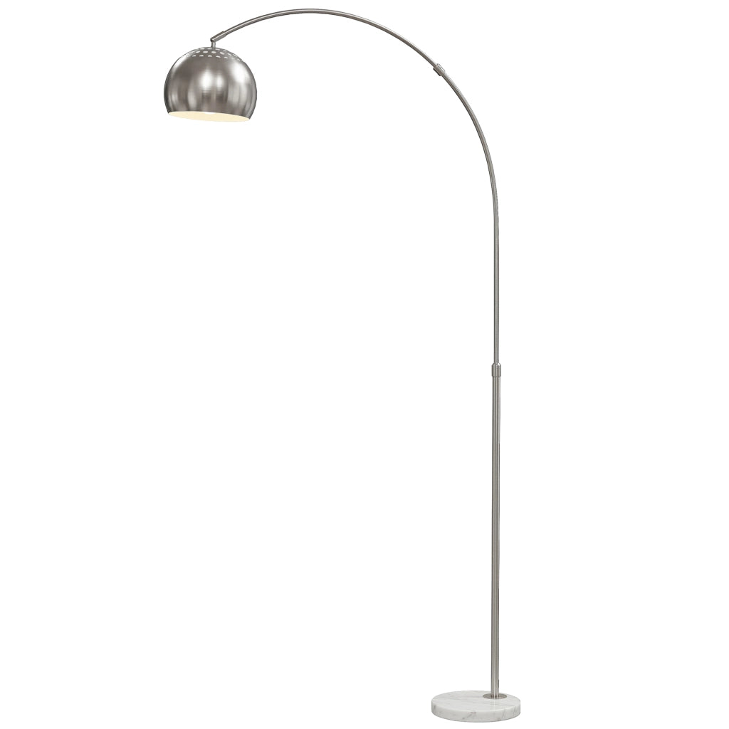 Lampada da terra ad arco con base in marmo 167 cm argento orientabile robusta per casa