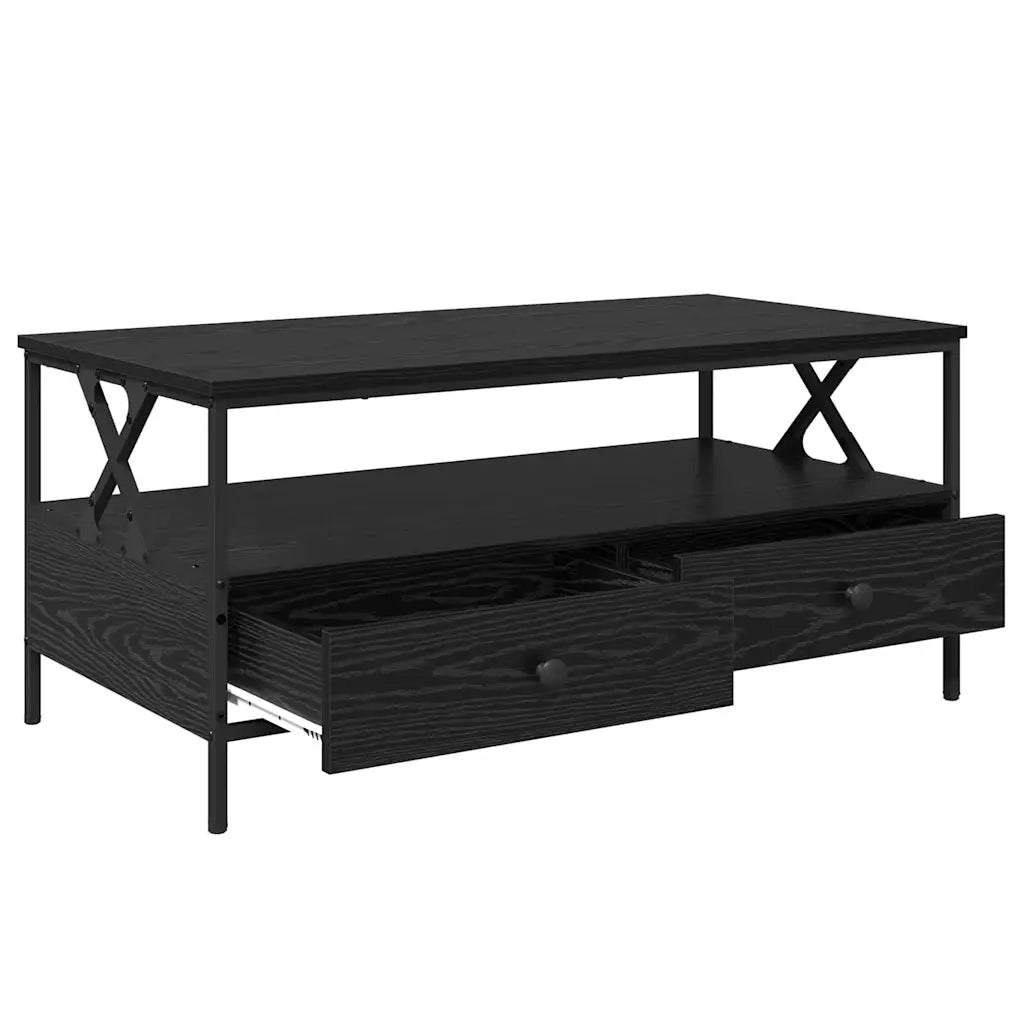 vidaXL Tavolino da salotto with Drawer Rovere nero 100 x 51 x 45 cm
