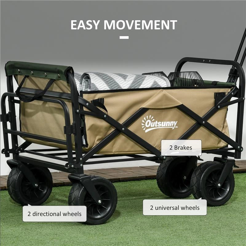 CARRELLO DA GIARDINO 110L CON MANIGLIA TELESCOPICA E FONDO APRIBILE IN ACCIAIO E TESSUTO OXFORD, CACHI