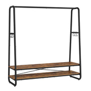 Appendiabiti industriale robusto appendiabiti con 2 ripiani 6 ganci a S struttura in acciaio per camera da letto stile industriale marrone rustico e nero 12_0006996