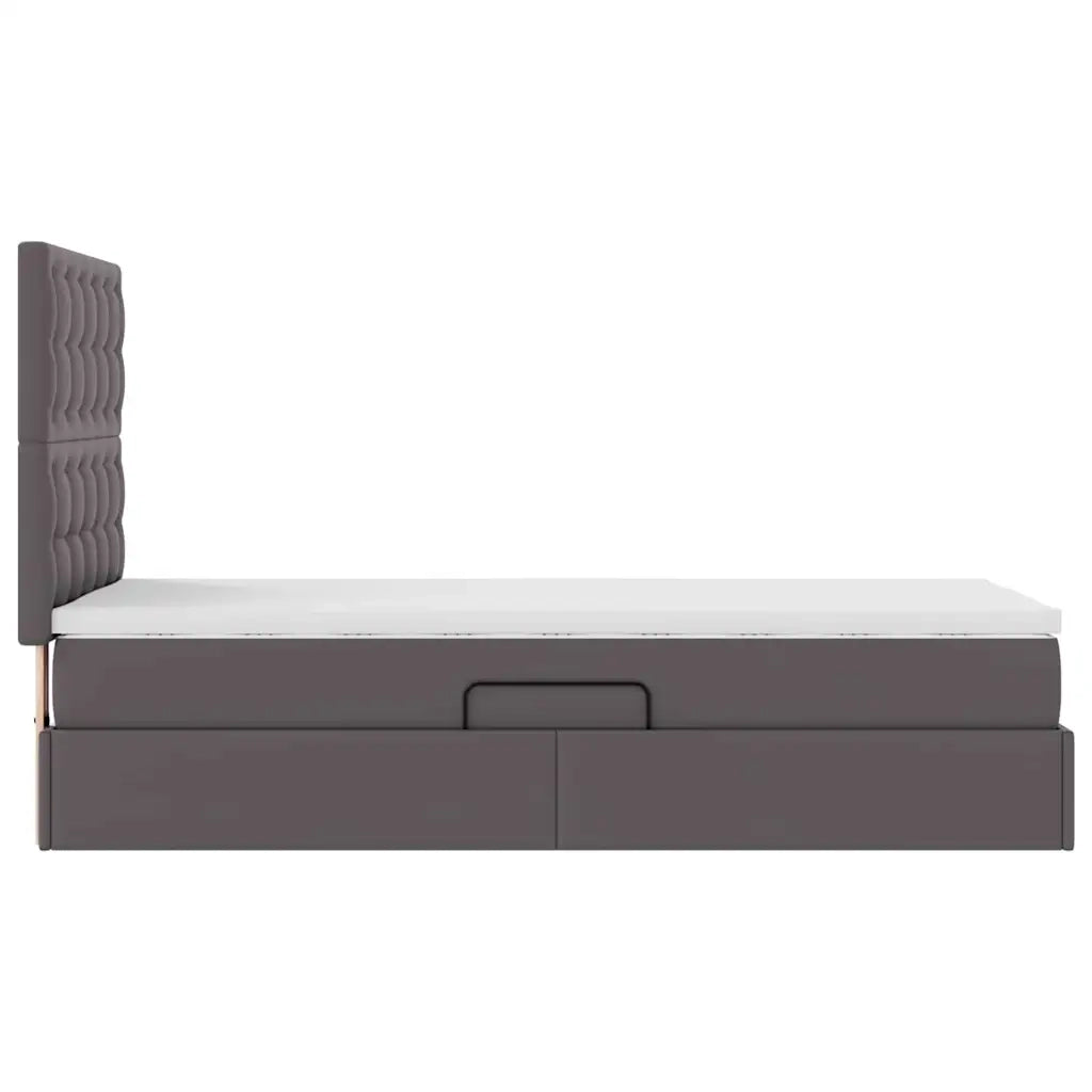 Letto con Contenitore Grigio 100 x 200 cm Pelle Sintetica