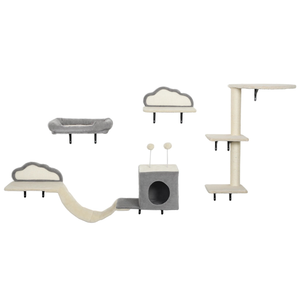 Albero tiragraffi per gatti ¨C zephmum ¨C 4 pezzi, beige