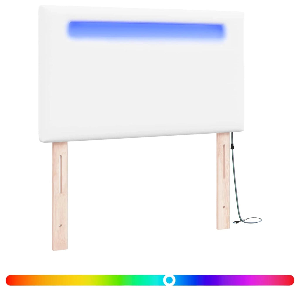 Testiera LED Bianco 90 cm Pelle Sintetica 42007294
